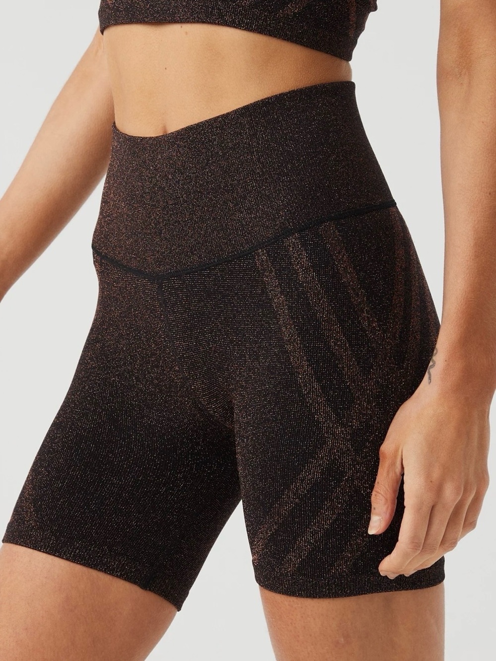 NWT aerie Real Luxe Bike Shorts with Copper Sparkle